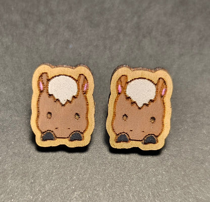 Wood Stud Earrings- Horse Critter