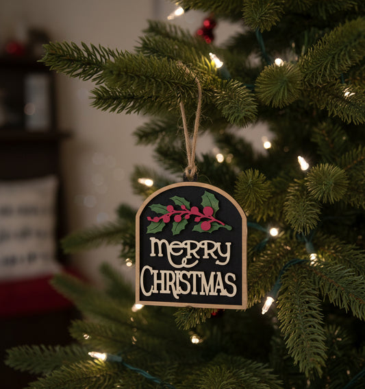 Wood Christmas Ornaments: Merry Christmas