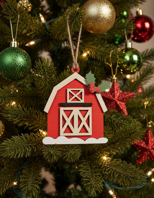 Wood Christmas Ornaments: Barn