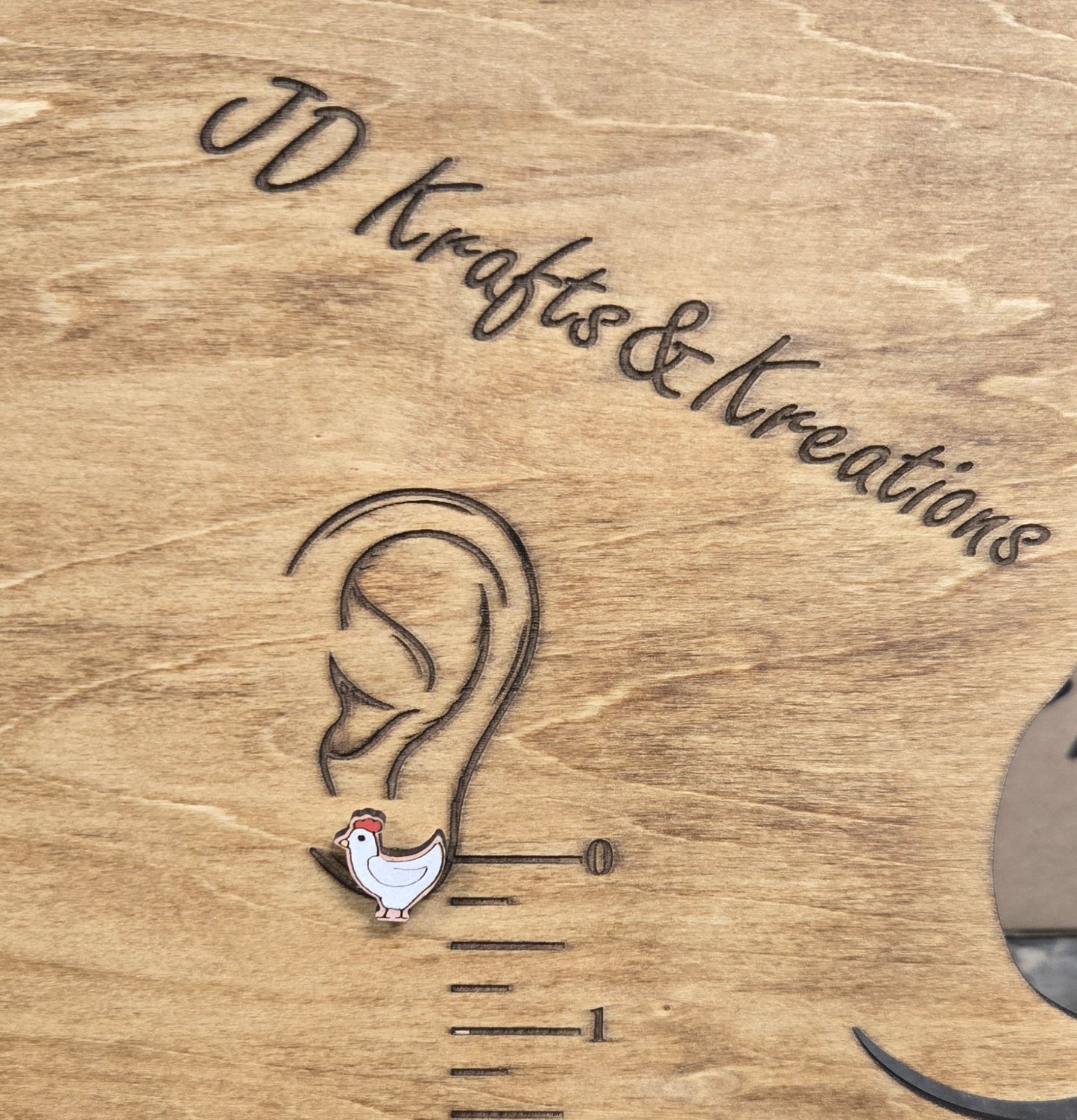Wood Stud Earrings- Chickens