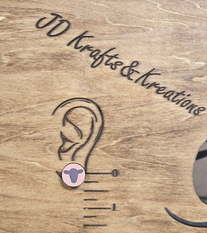 Wood Stud Earrings-Cow Head
