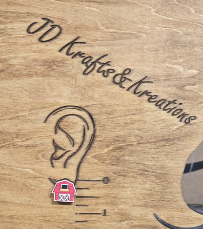 Wood Stud Earrings- Barn