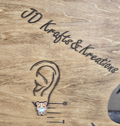 Wood Stud Earrings-Hamster Critter