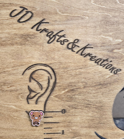 Wood Stud Earrings-Bear Critter