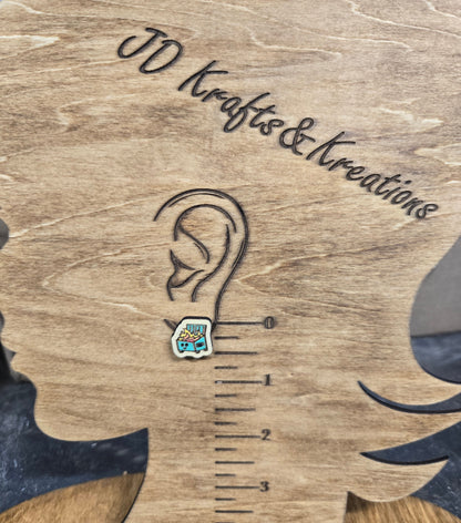 Wood Stud Earrings- Dumpster Fire