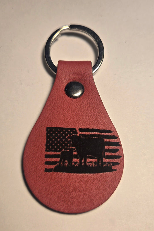 Cow and Calf with Flag Keychain