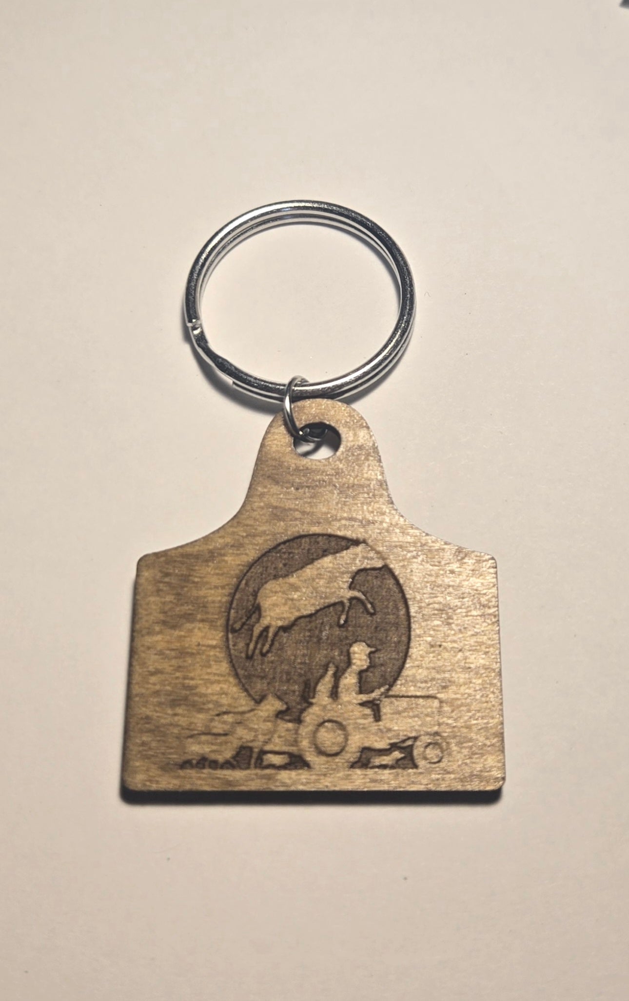 Wood Cow Tag Keychains