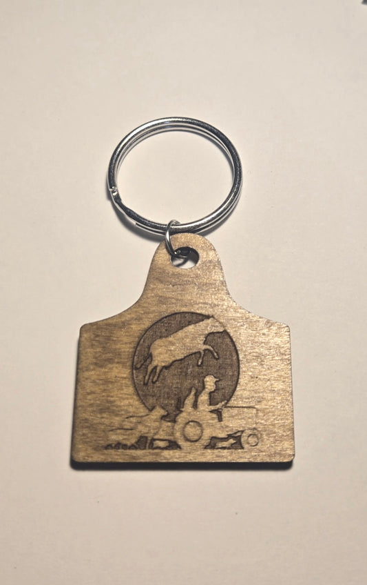 Wood Cow Tag Keychains