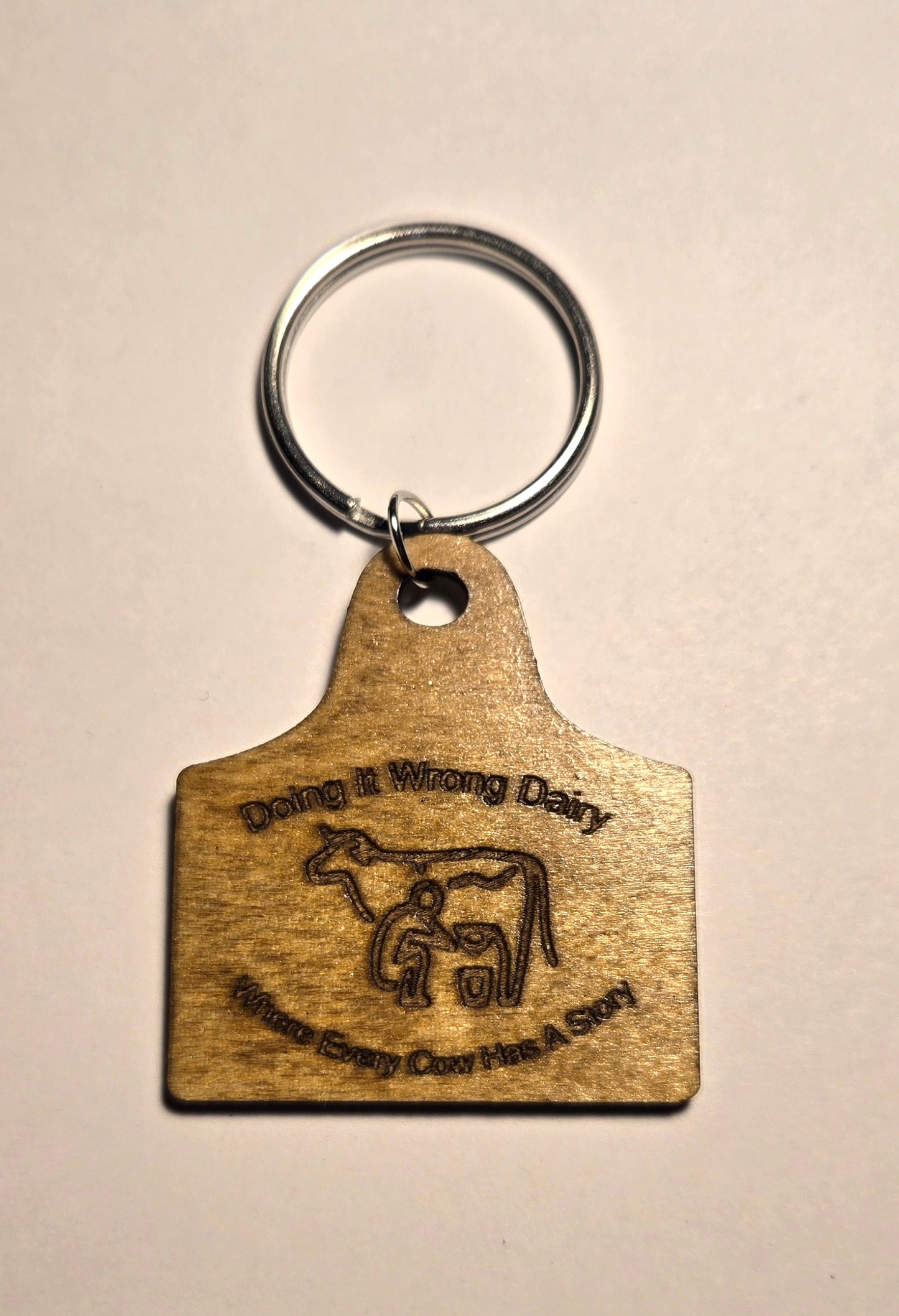 Wood Cow Tag Keychains