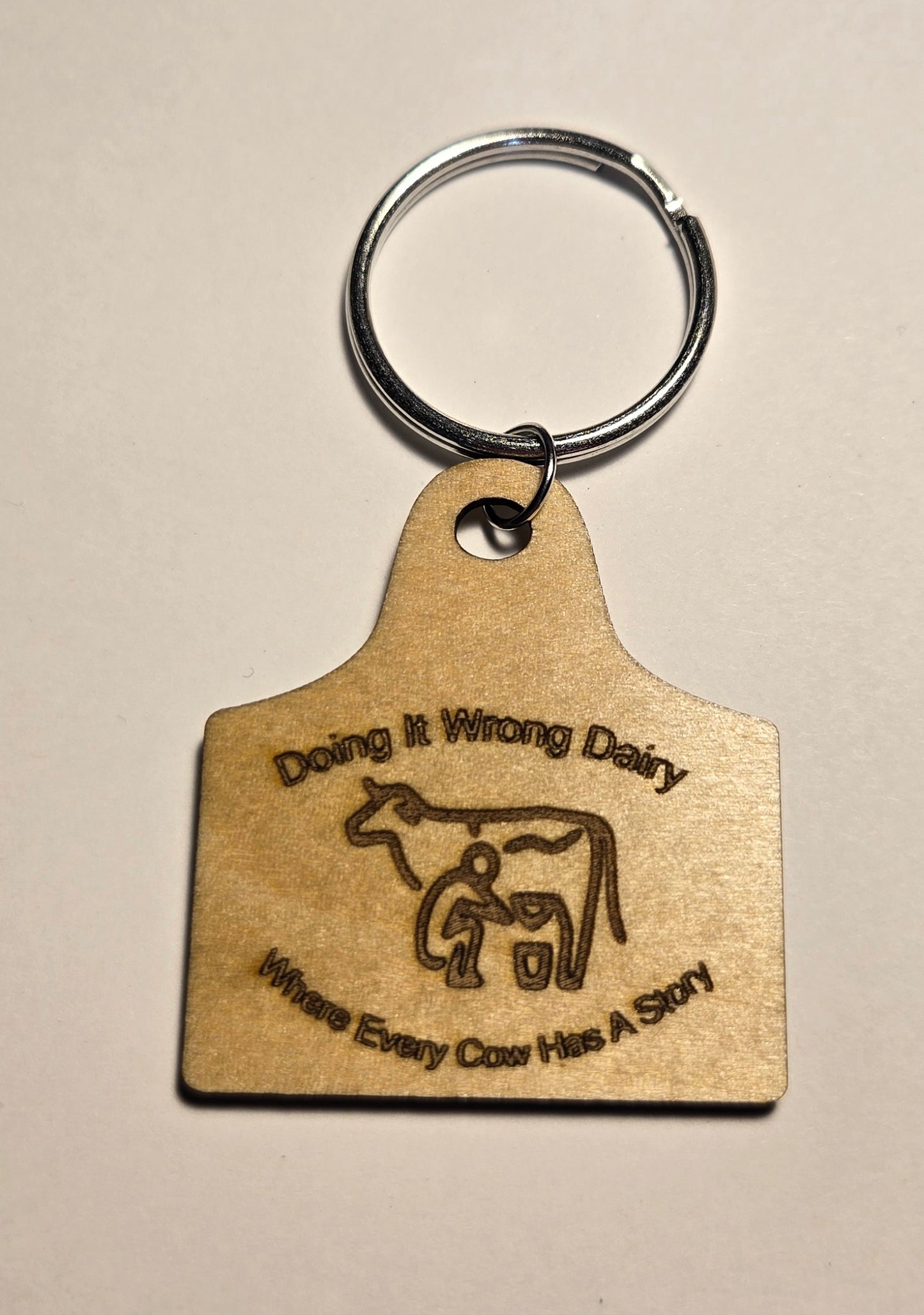 Wood Cow Tag Keychains