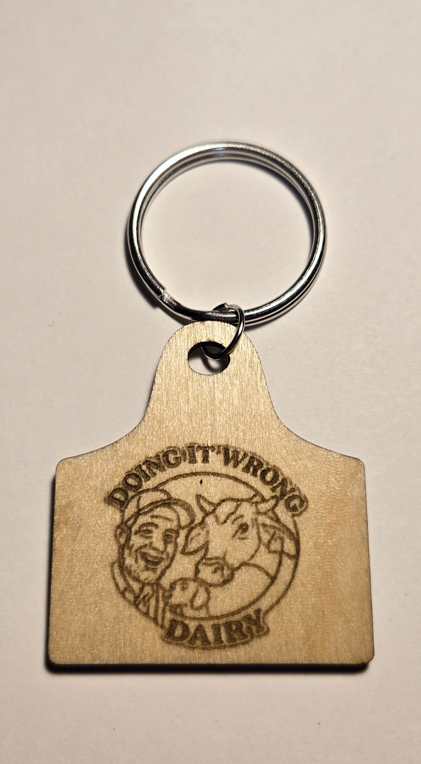 Wood Cow Tag Keychains