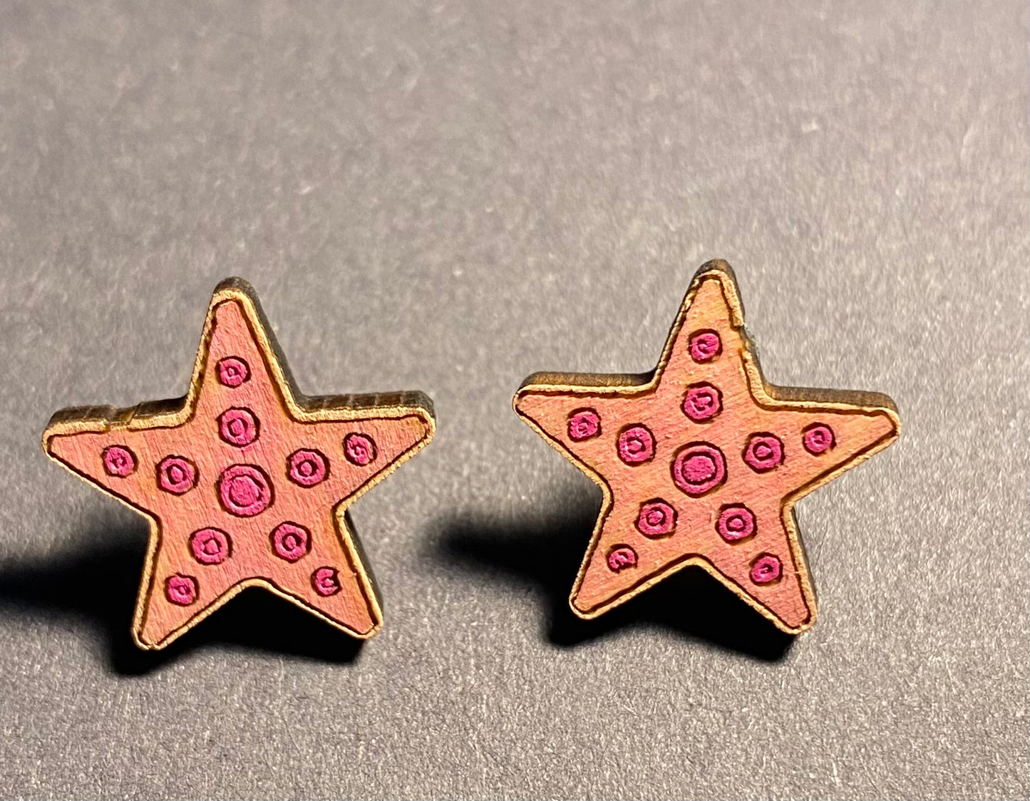 Wood Stud Earrings- Starfish