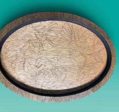 Round Wood Trinkets with Flower Inlay