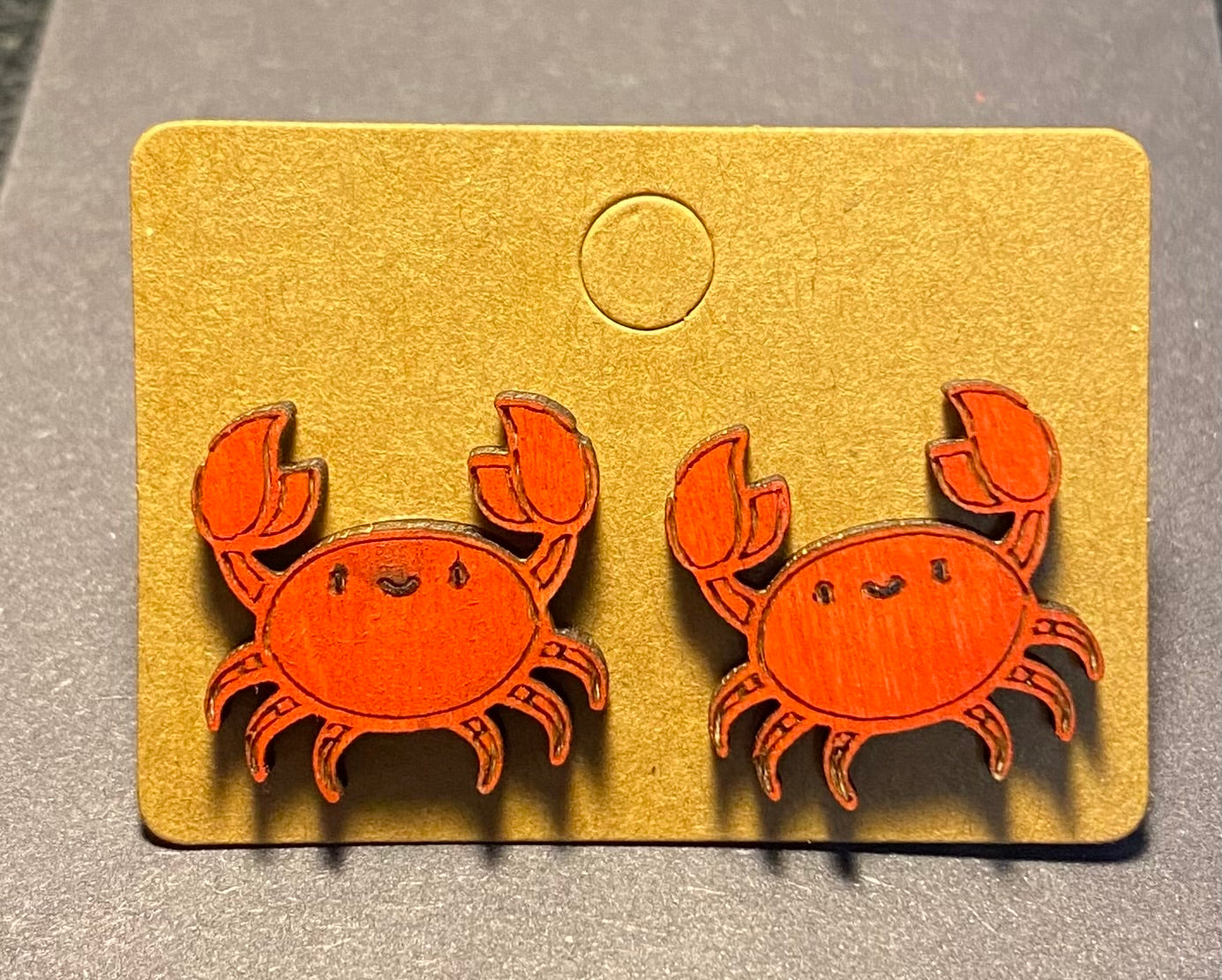 Wood Stud Earrings- Crab