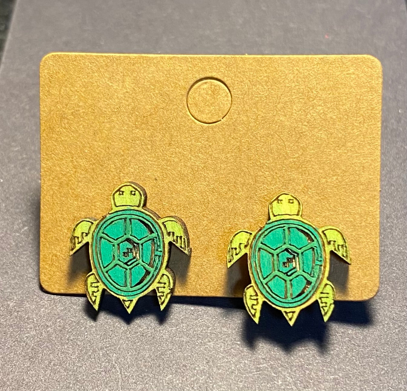 Wood Stud Earrings- Turtle