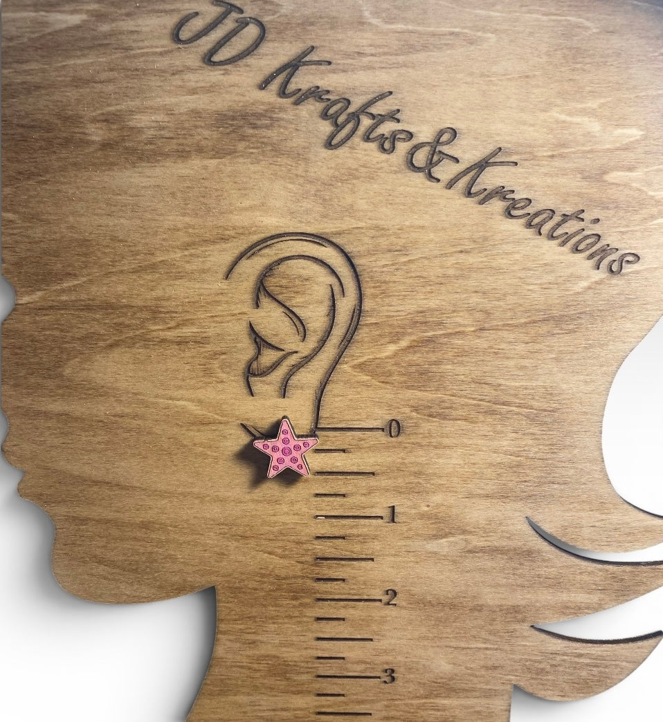 Wood Stud Earrings- Starfish