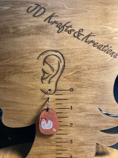 Wood Dangle Earrings- Butt Nuggets