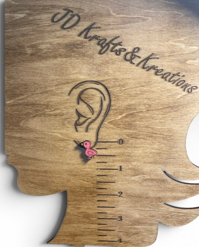 Wood Stud Earrings- Flamingo