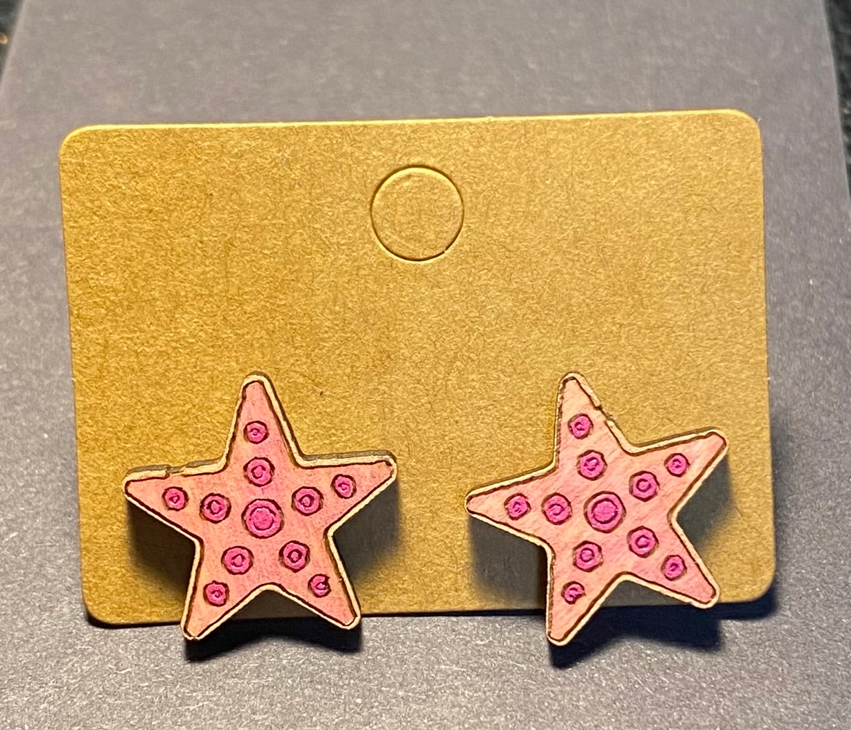 Wood Stud Earrings- Starfish