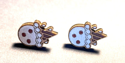 Wood Stud Earrings- Ice Cream Cone