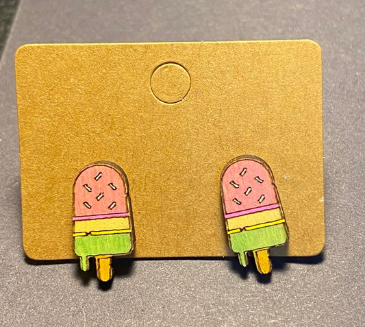 Wood Stud Earrings- Popsicles