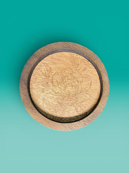 Round Wood Trinkets with Flower Inlay