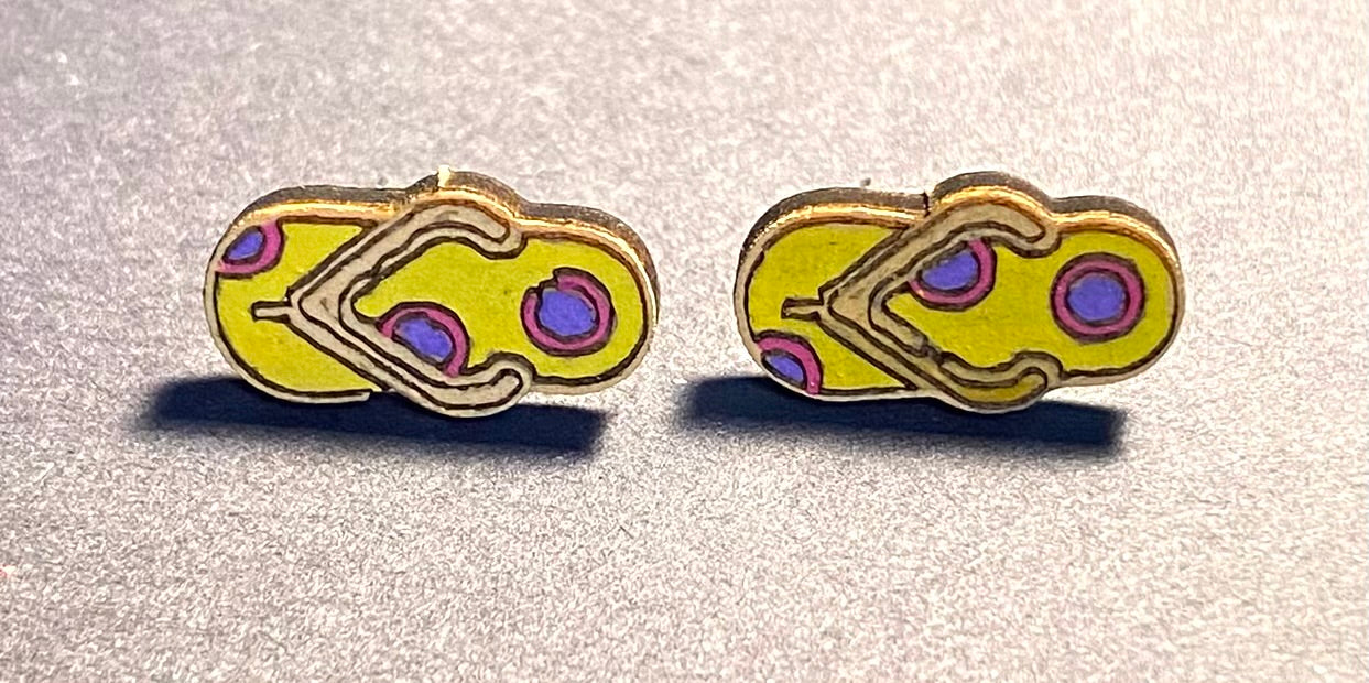 Wood Stud Earrings- Flip Flops