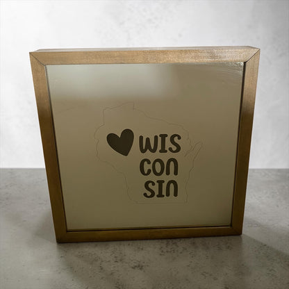 Heart Wisconsin Mirror Light Box