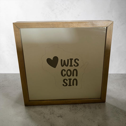 Heart Wisconsin Mirror Light Box