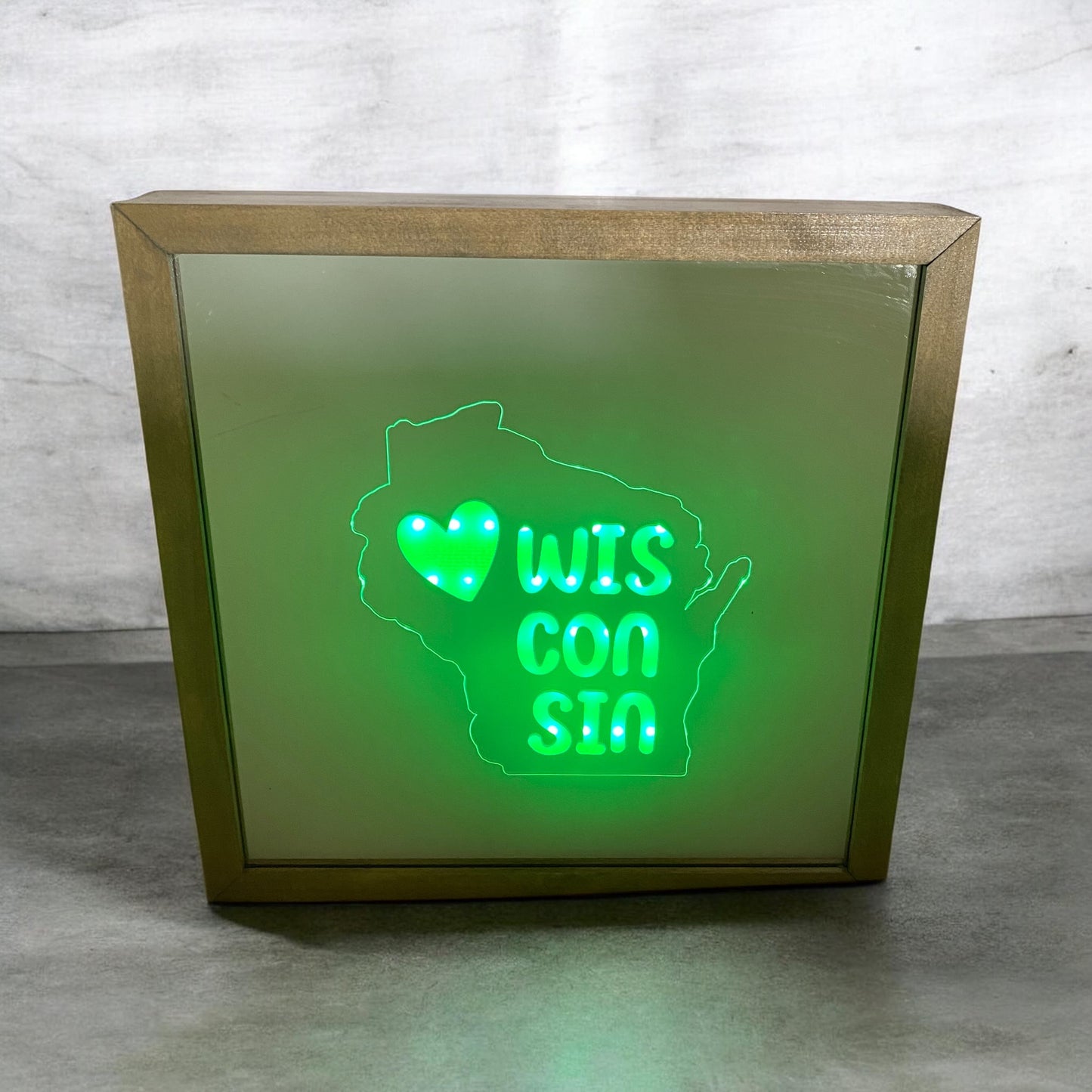 Heart Wisconsin Mirror Light Box