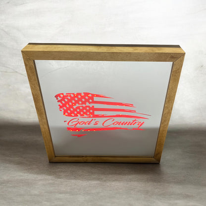 God's Country Flag Mirror Light Box