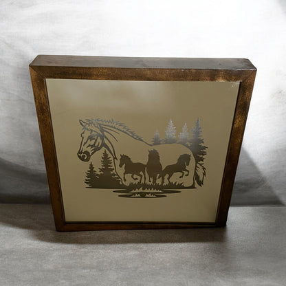 Horses Running Mirror Light Box