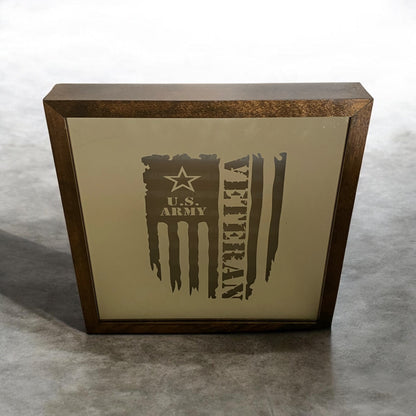 Army Veteran Flag Mirror Light Box