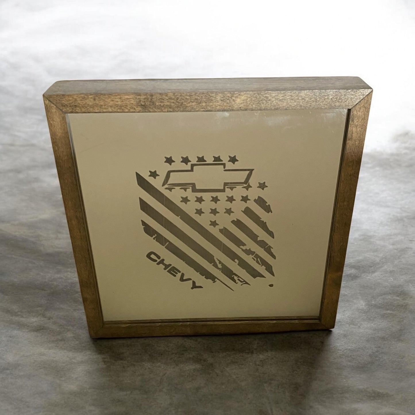 Chevy Flag Mirror Light Box