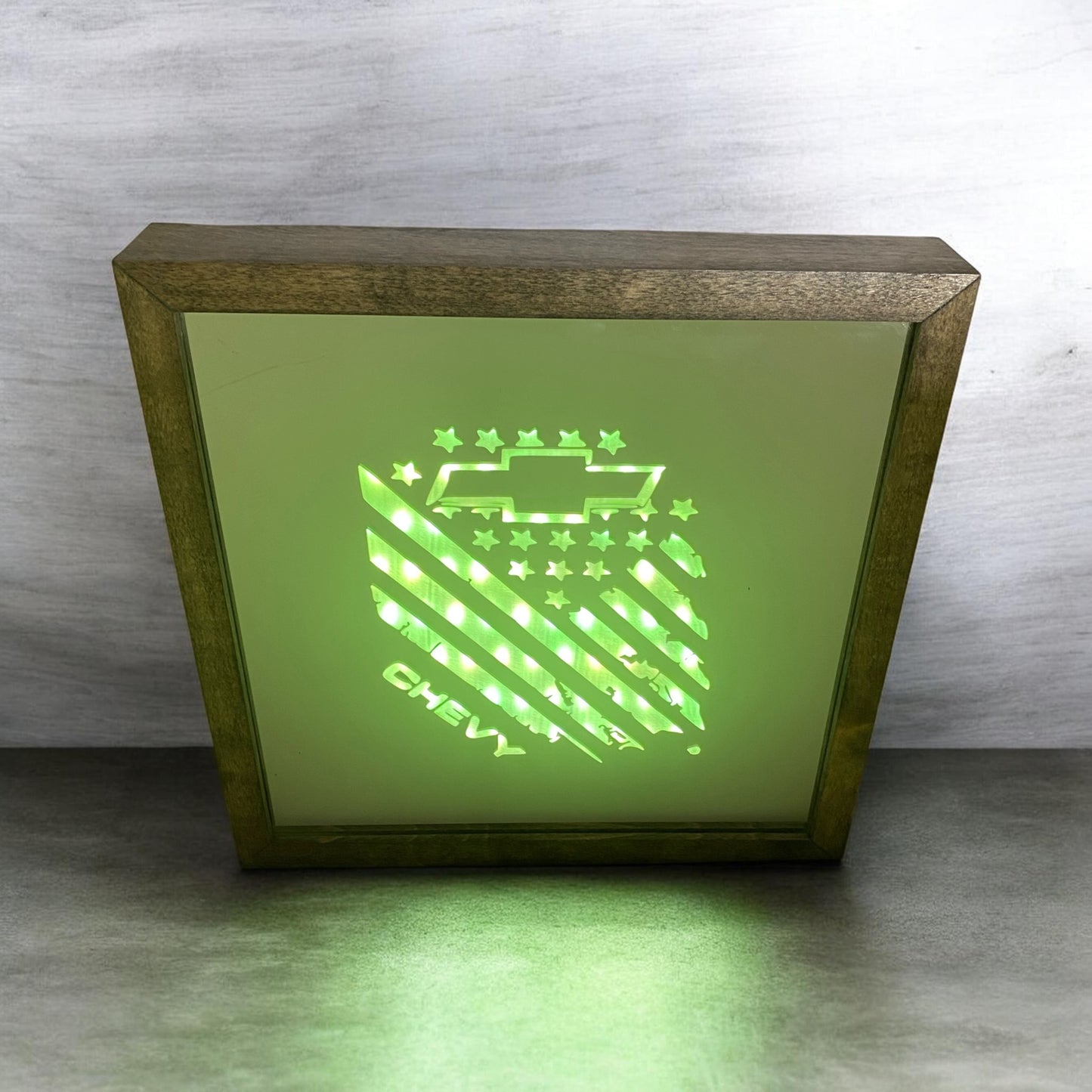 Chevy Flag Mirror Light Box