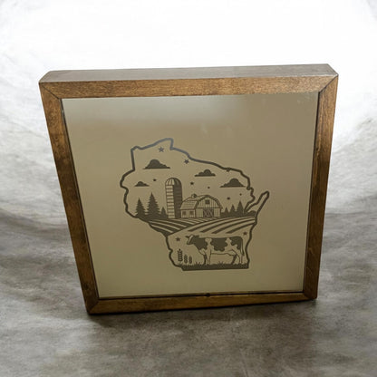 Wisconsin Dairy Farm Mirror Light Box