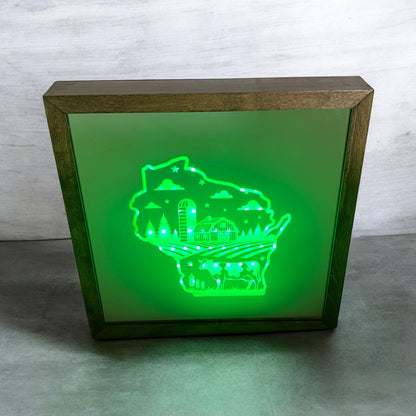 Wisconsin Dairy Farm Mirror Light Box