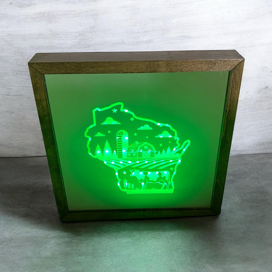 Wisconsin Dairy Farm Mirror Light Box