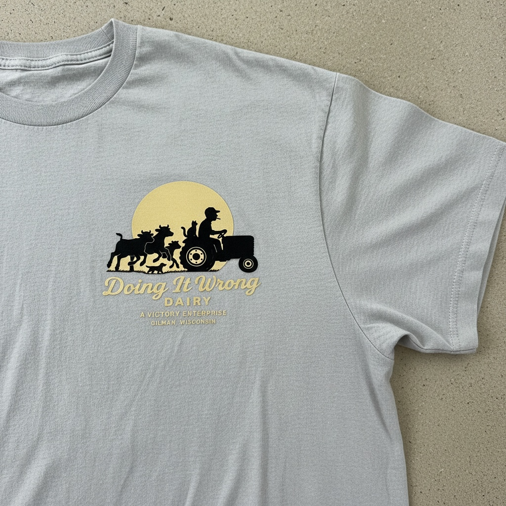 Doing It Wrong Dairy Enterprise T-Shirt (calves running logo)