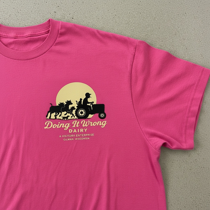 Doing It Wrong Dairy Enterprise T-Shirt (calves running logo)