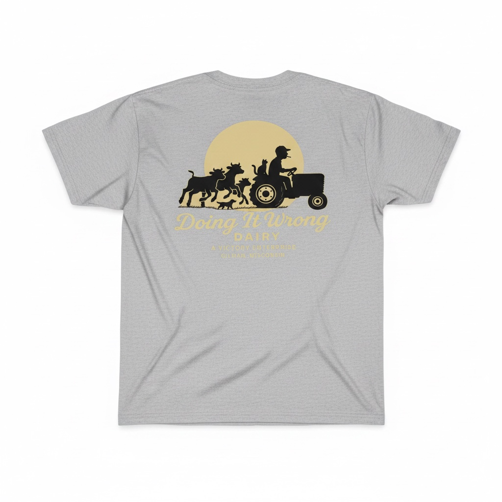 Doing It Wrong Dairy Enterprise T-Shirt (calves running logo)