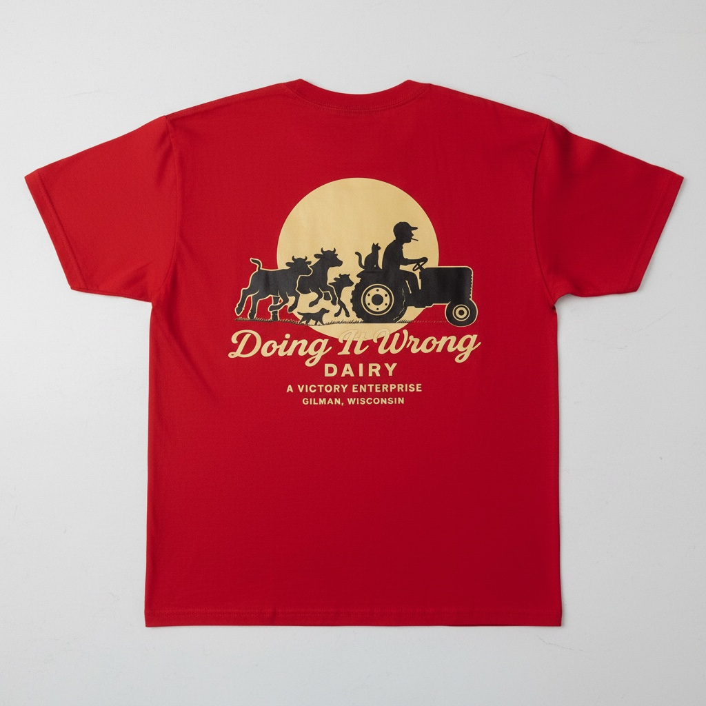 Doing It Wrong Dairy Enterprise T-Shirt (calves running logo)
