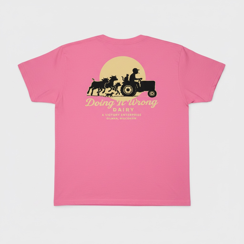 Doing It Wrong Dairy Enterprise T-Shirt (calves running logo)
