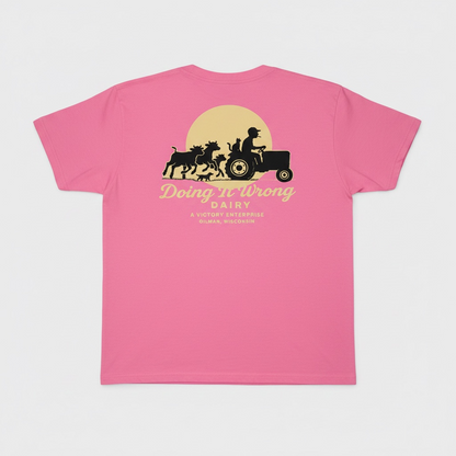 Doing It Wrong Dairy Enterprise T-Shirt (calves running logo)