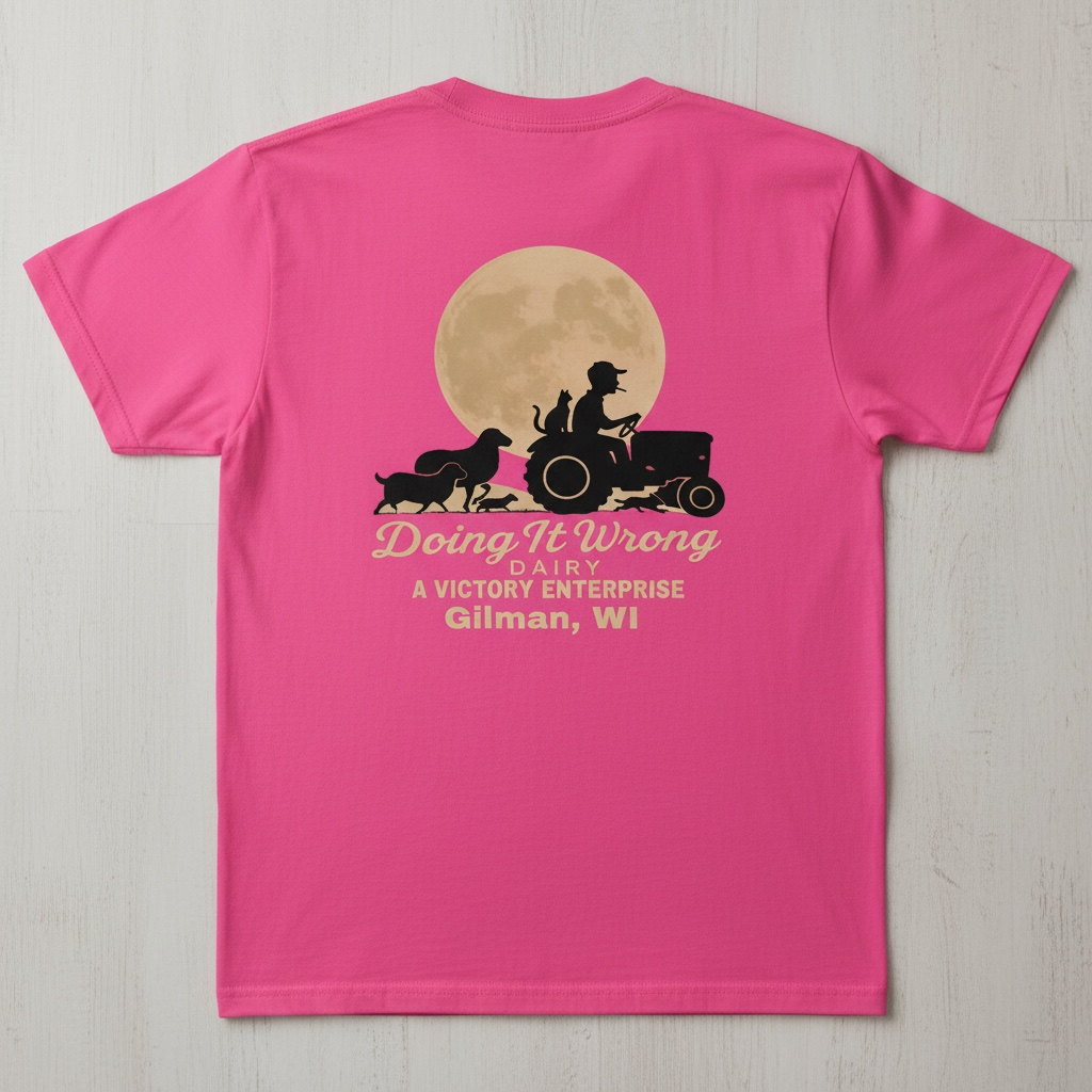 Doing It Wrong Dairy Enterprise T-Shirt (tan colored logo)