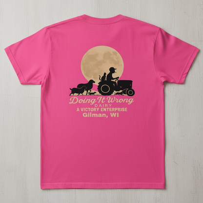 Doing It Wrong Dairy Enterprise T-Shirt (tan colored logo)