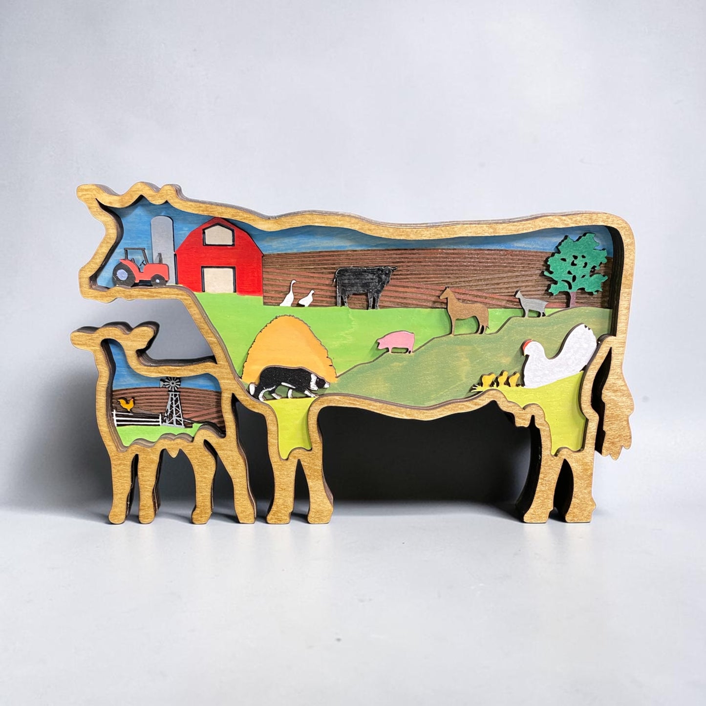 3D Layered Wood- Cow Calf