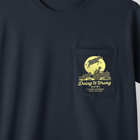 Doing It Wrong Dairy Enterprise Pocket T-Shirt