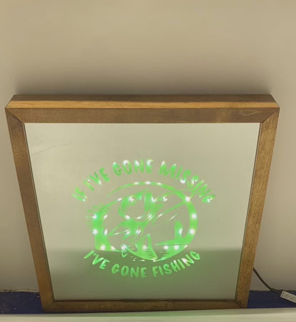 Gone Fishing Mirror Light Box