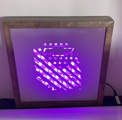 Chevy Flag Mirror Light Box